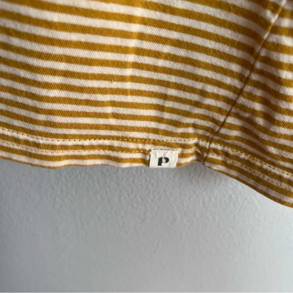 Pact Organic Softspun V-Neck Tee Cotton Mustard White Stripe XL - Picture 7 of 9